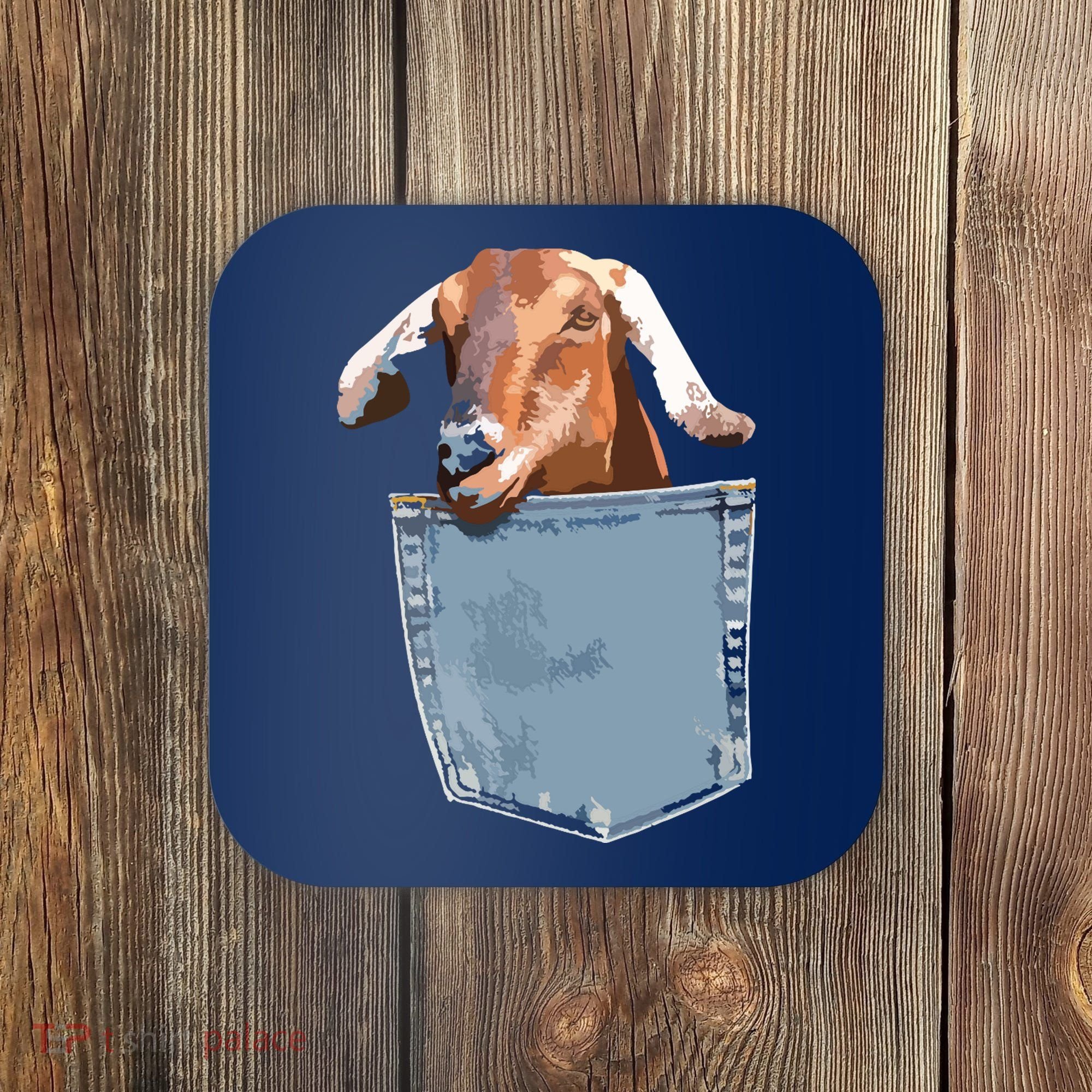 Goat Pocket Baby Goat Peeking Funny Goat Animal Coaster