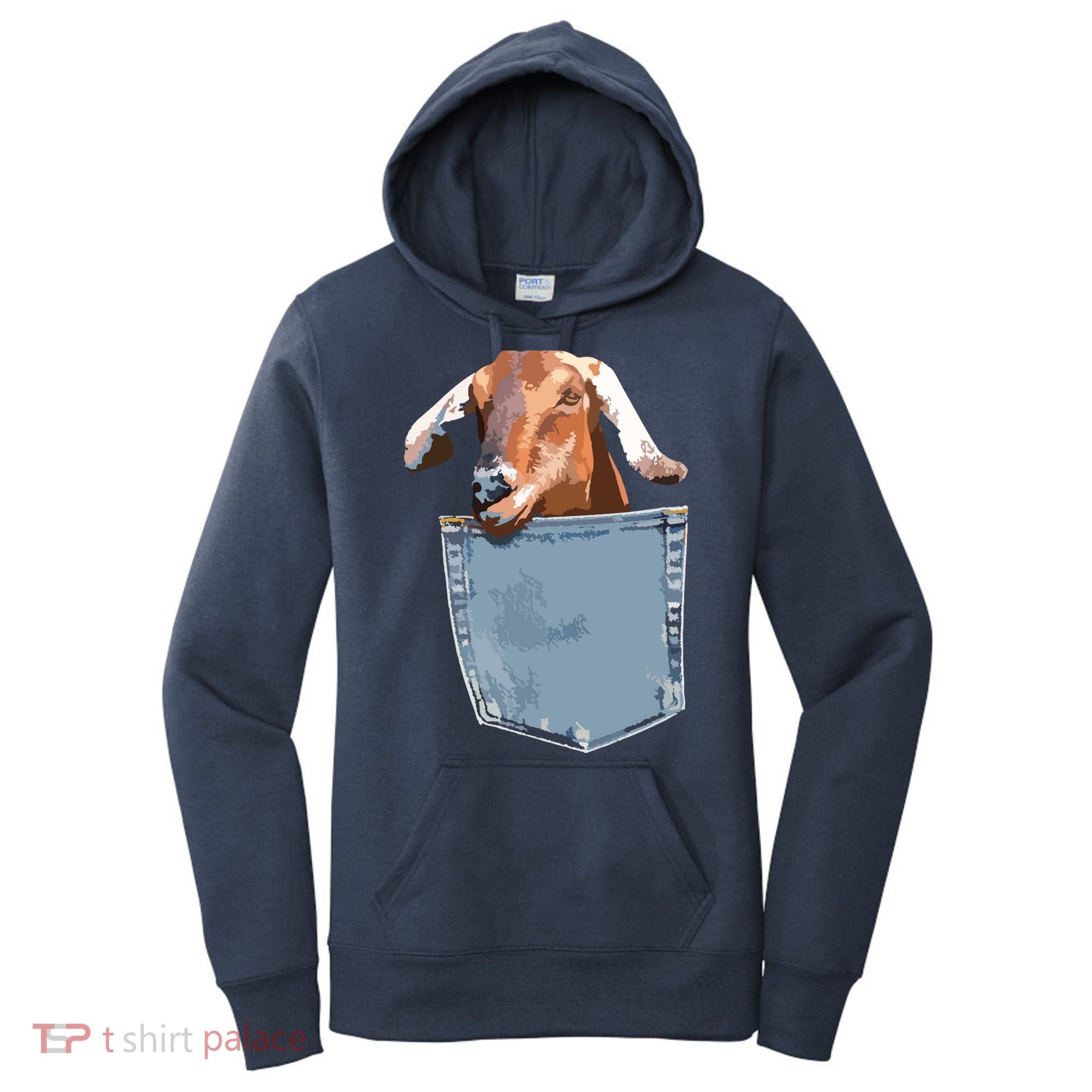 Goat Pocket Baby Goat Peeking Funny Goat Animal Women's Hoodie