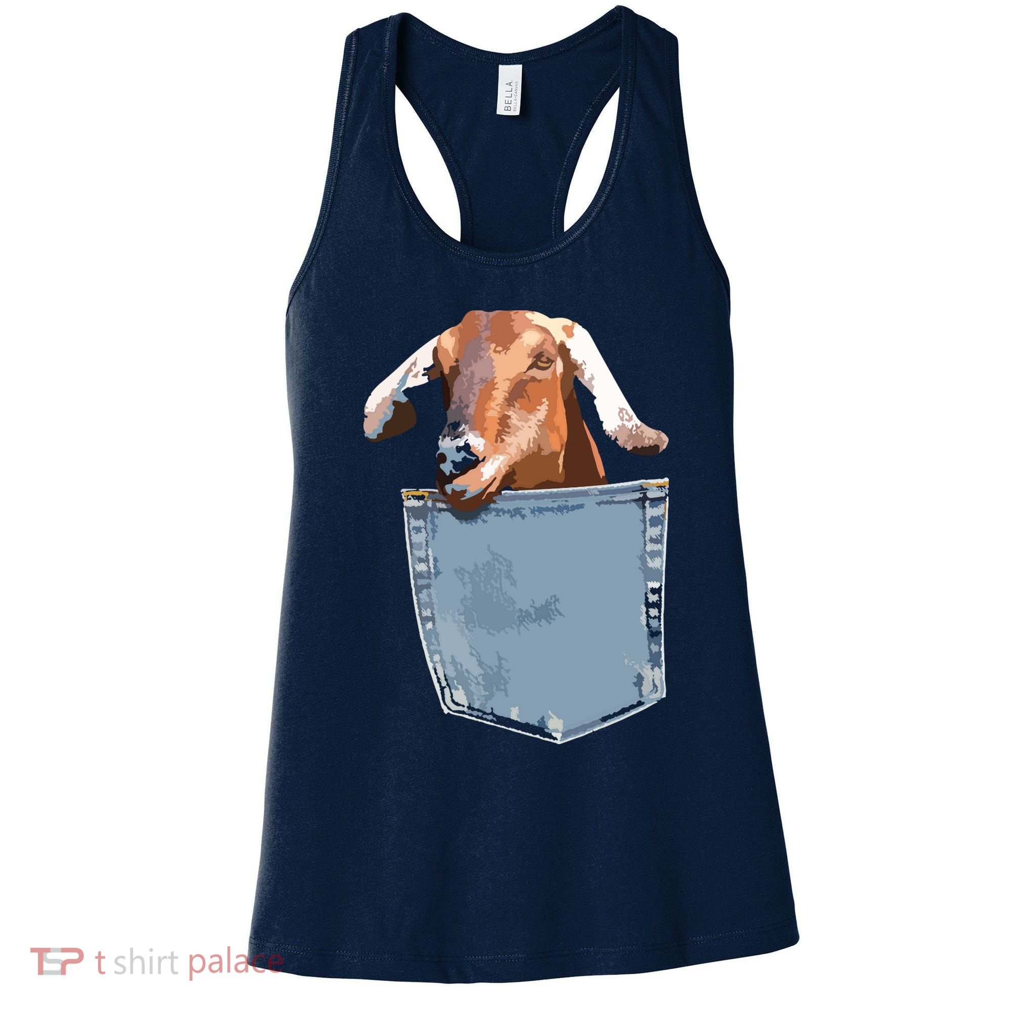 Goat Pocket Baby Goat Peeking Funny Goat Animal Women's Tank Top