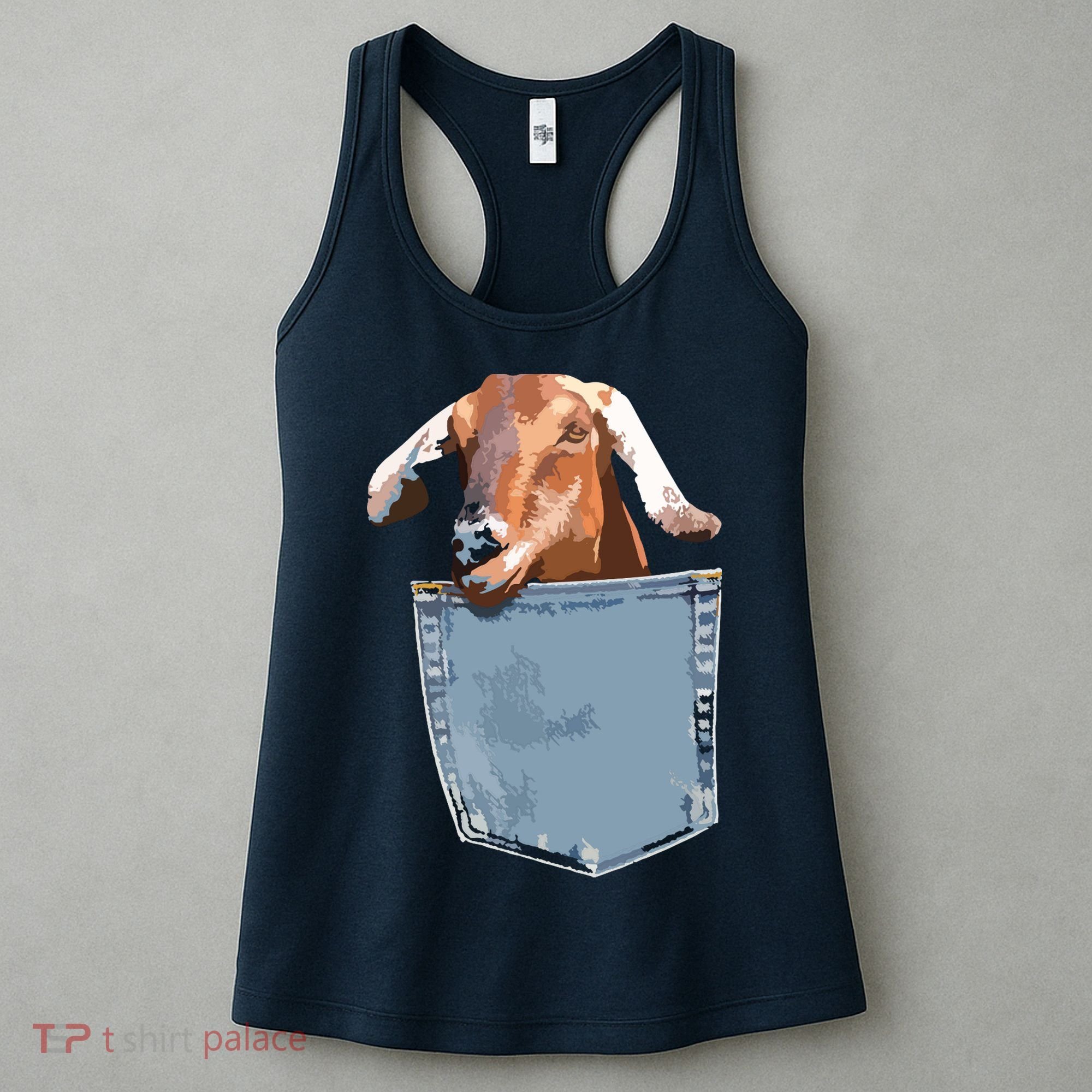 Goat Pocket Baby Goat Peeking Funny Goat Animal Women's Tank Top