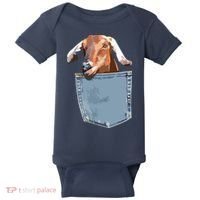 Goat Pocket Baby Goat Peeking Funny Goat Animal Baby Bodysuit thumb 0