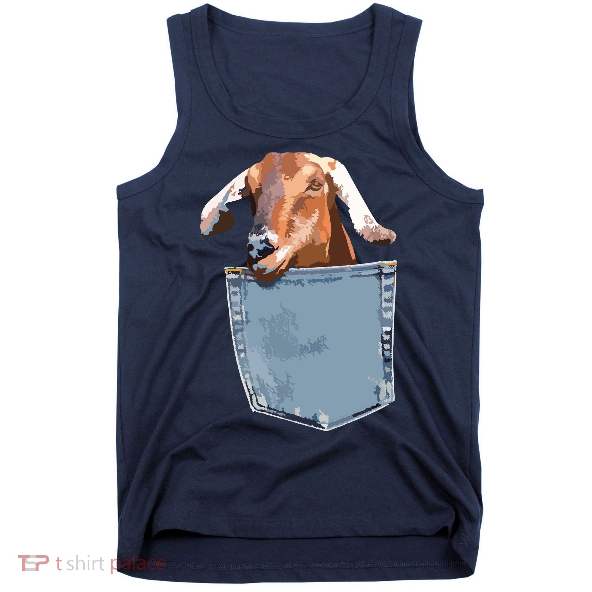 Goat Pocket Baby Goat Peeking Funny Goat Animal Tank Top