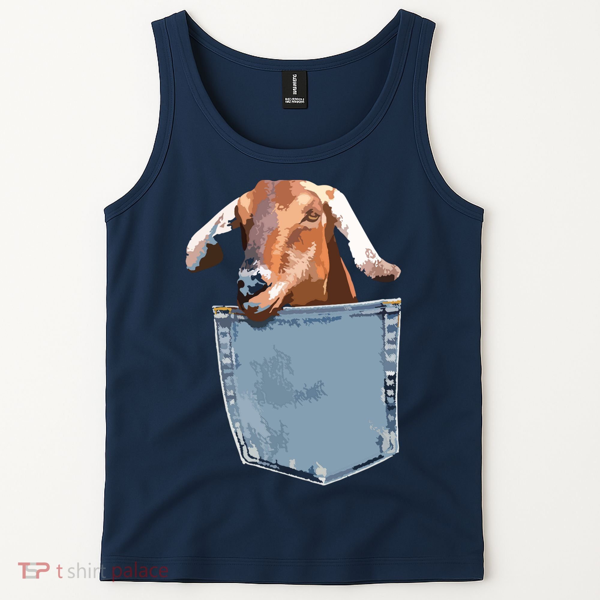Goat Pocket Baby Goat Peeking Funny Goat Animal Tank Top
