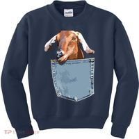 Goat Pocket Baby Goat Peeking Funny Goat Animal Kids Sweatshirt thumb 0