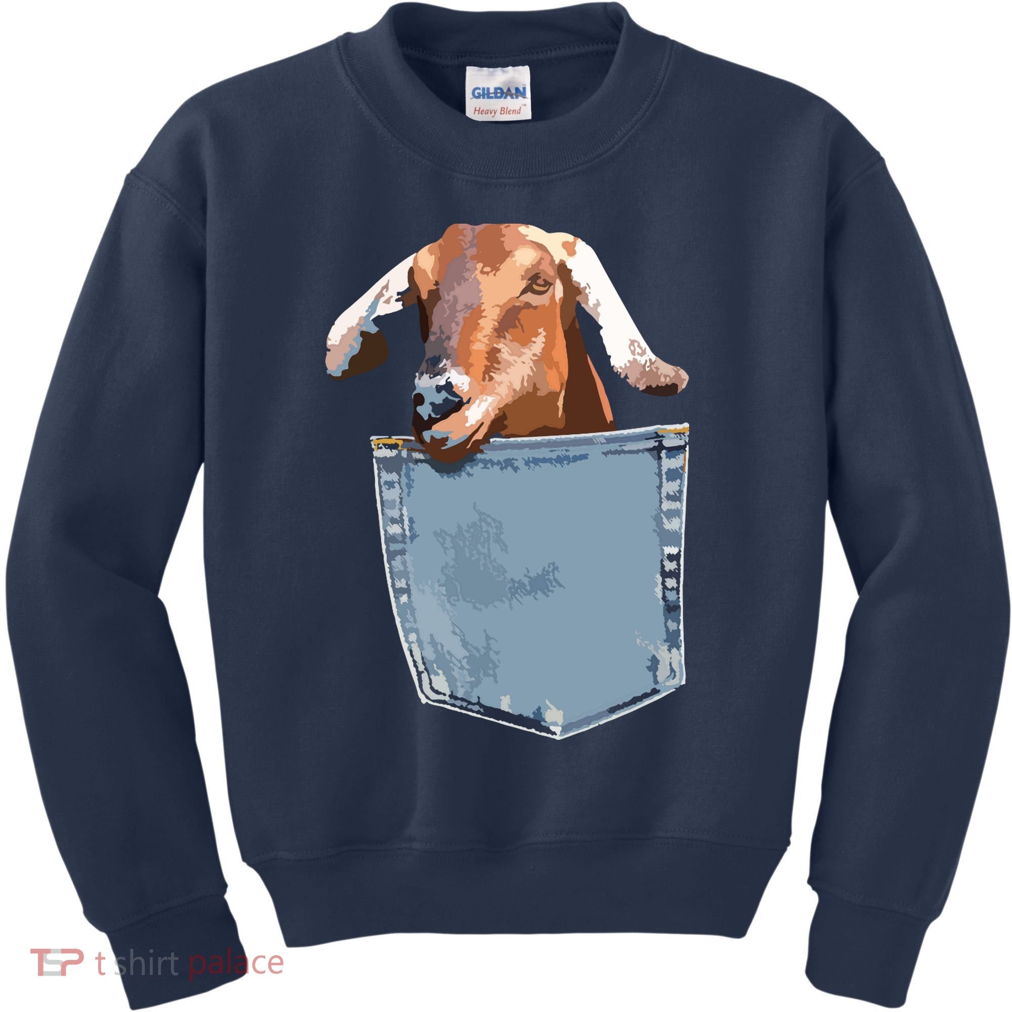 Goat Pocket Baby Goat Peeking Funny Goat Animal Kids Sweatshirt
