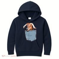 Goat Pocket Baby Goat Peeking Funny Goat Animal Kids Hoodie thumb 0