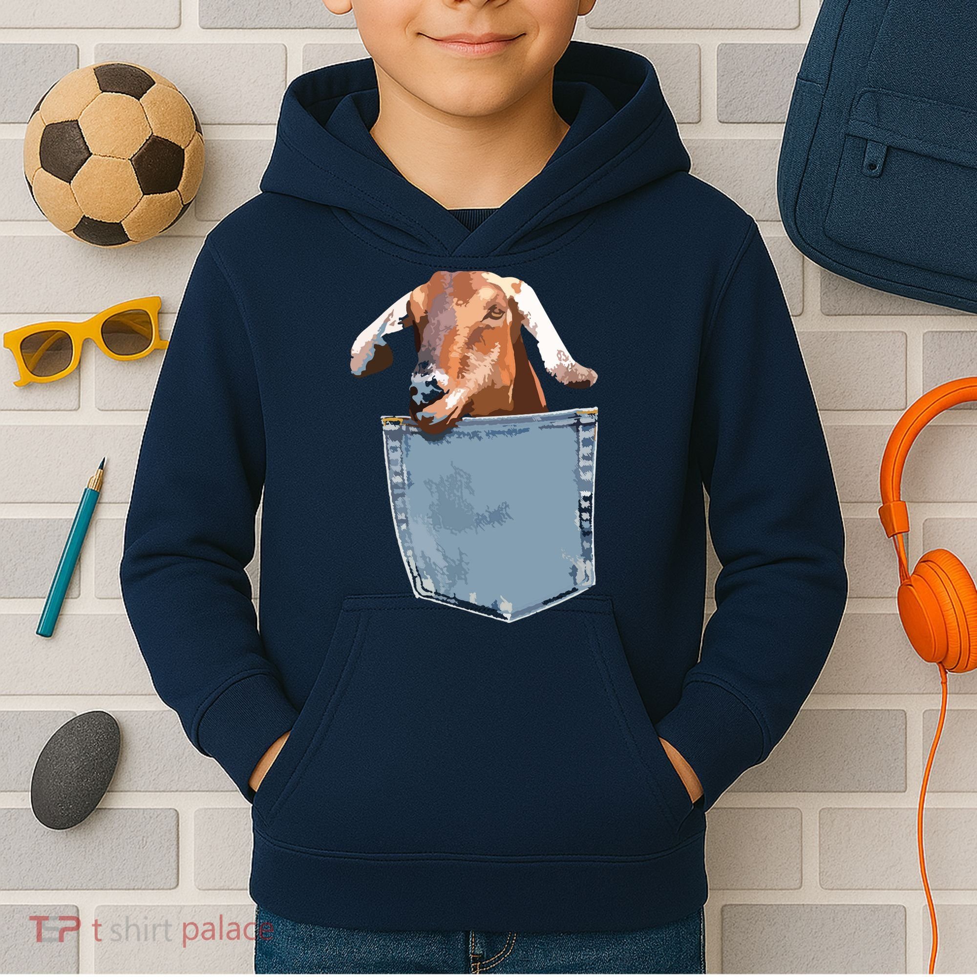 Goat Pocket Baby Goat Peeking Funny Goat Animal Kids Hoodie