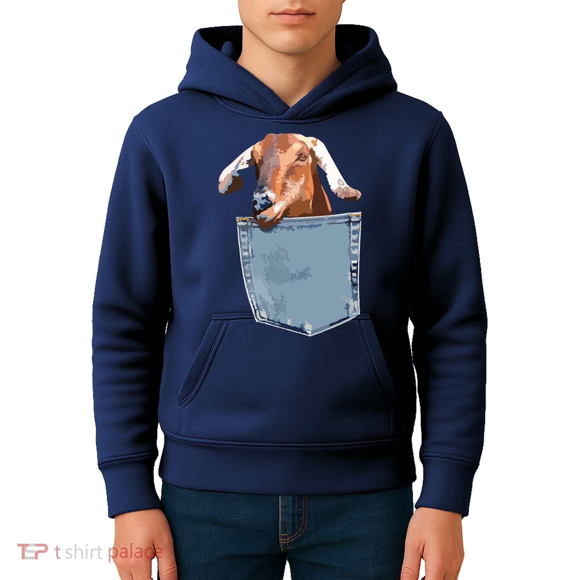 Goat Pocket Baby Goat Peeking Funny Goat Animal Kids Hoodie