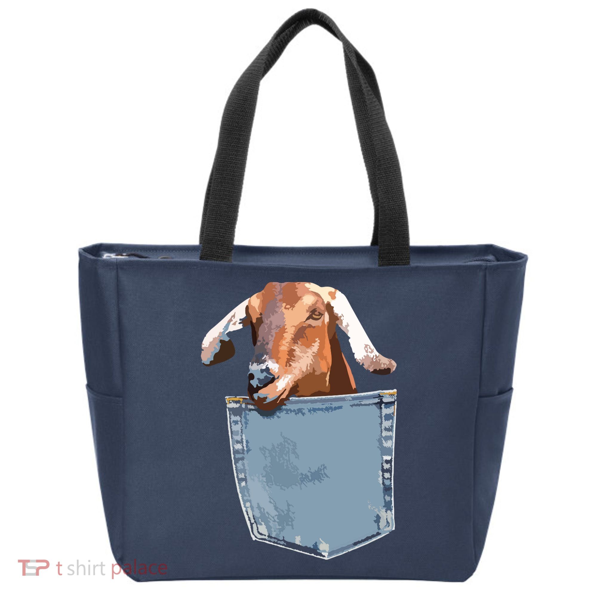 Goat Pocket Baby Goat Peeking Funny Goat Animal Tote Bag