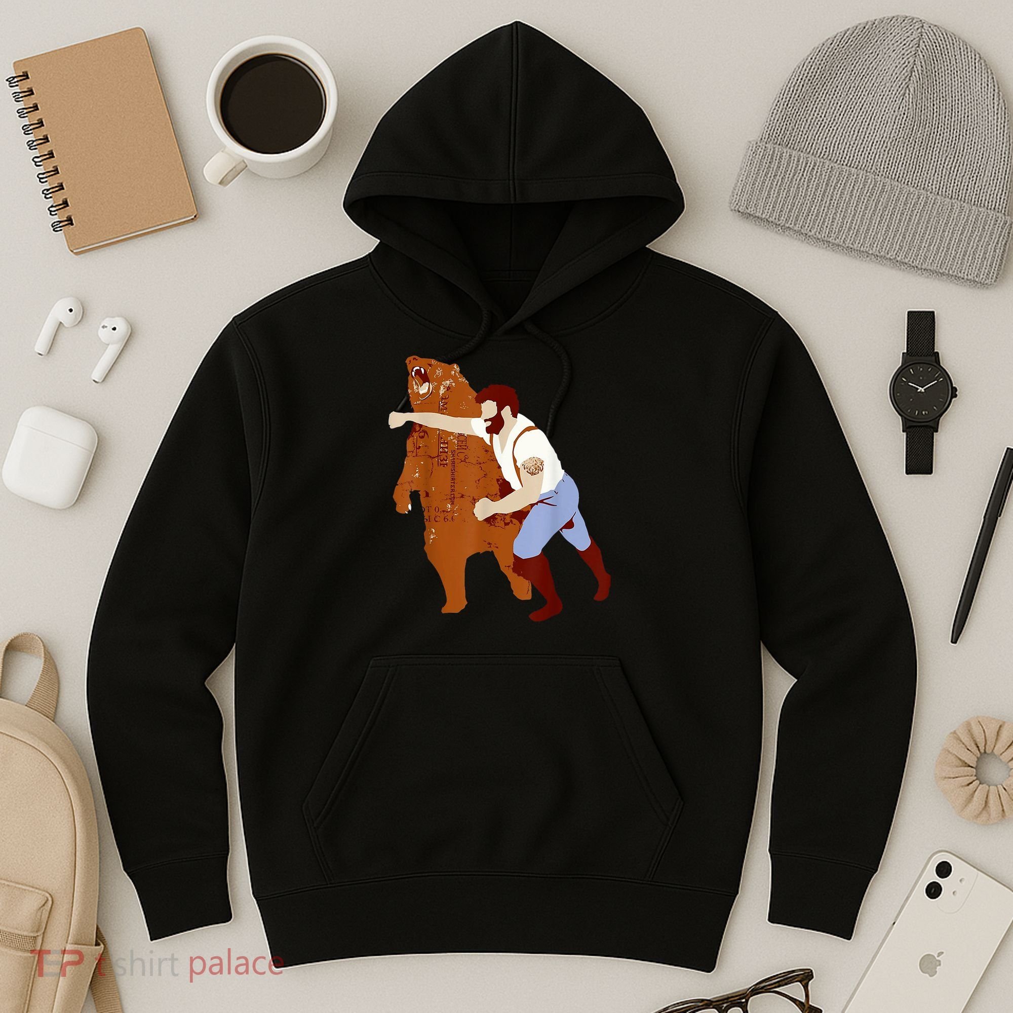 Guy Punching Bear Hoodie