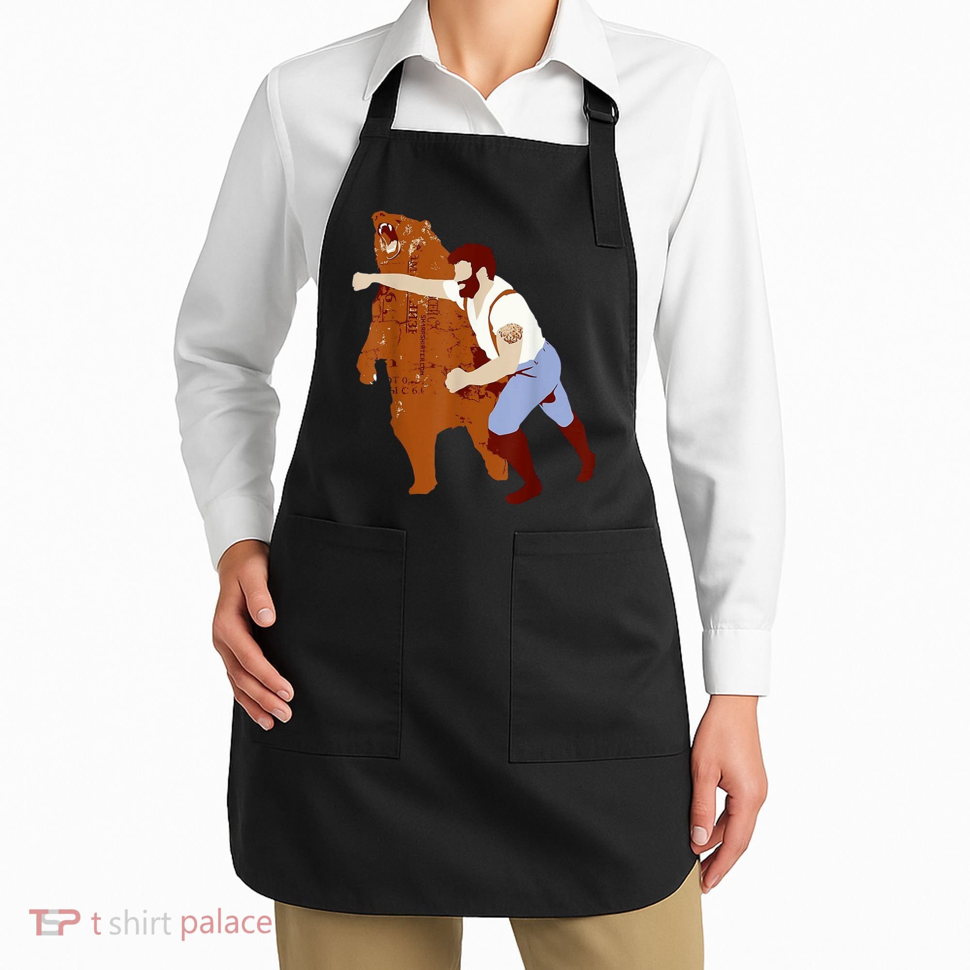 Guy Punching Bear Apron