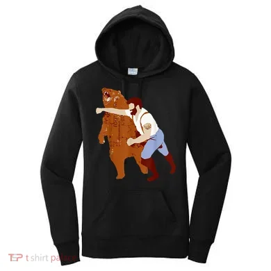 Guy Punching Bear Women's Hoodie