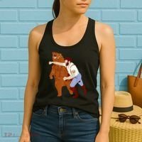 Guy Punching Bear Women's Tank Top thumb 2