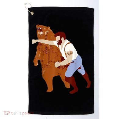Guy Punching Bear Golf Towel