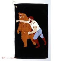 Guy Punching Bear Golf Towel thumb 0