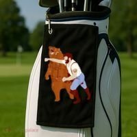 Guy Punching Bear Golf Towel thumb 2