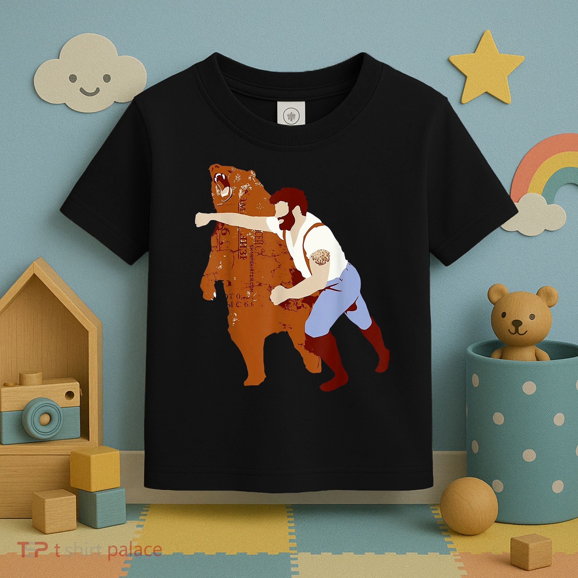 Guy Punching Bear Toddler T-Shirt