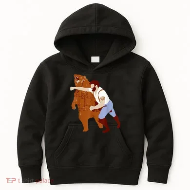 Guy Punching Bear Kids Hoodie