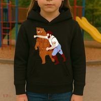 Guy Punching Bear Kids Hoodie thumb 3