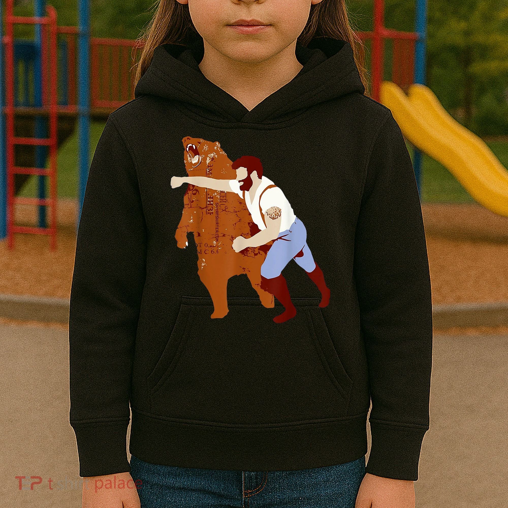 Guy Punching Bear Kids Hoodie