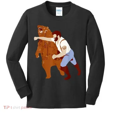 Guy Punching Bear Kids Long Sleeve Shirt