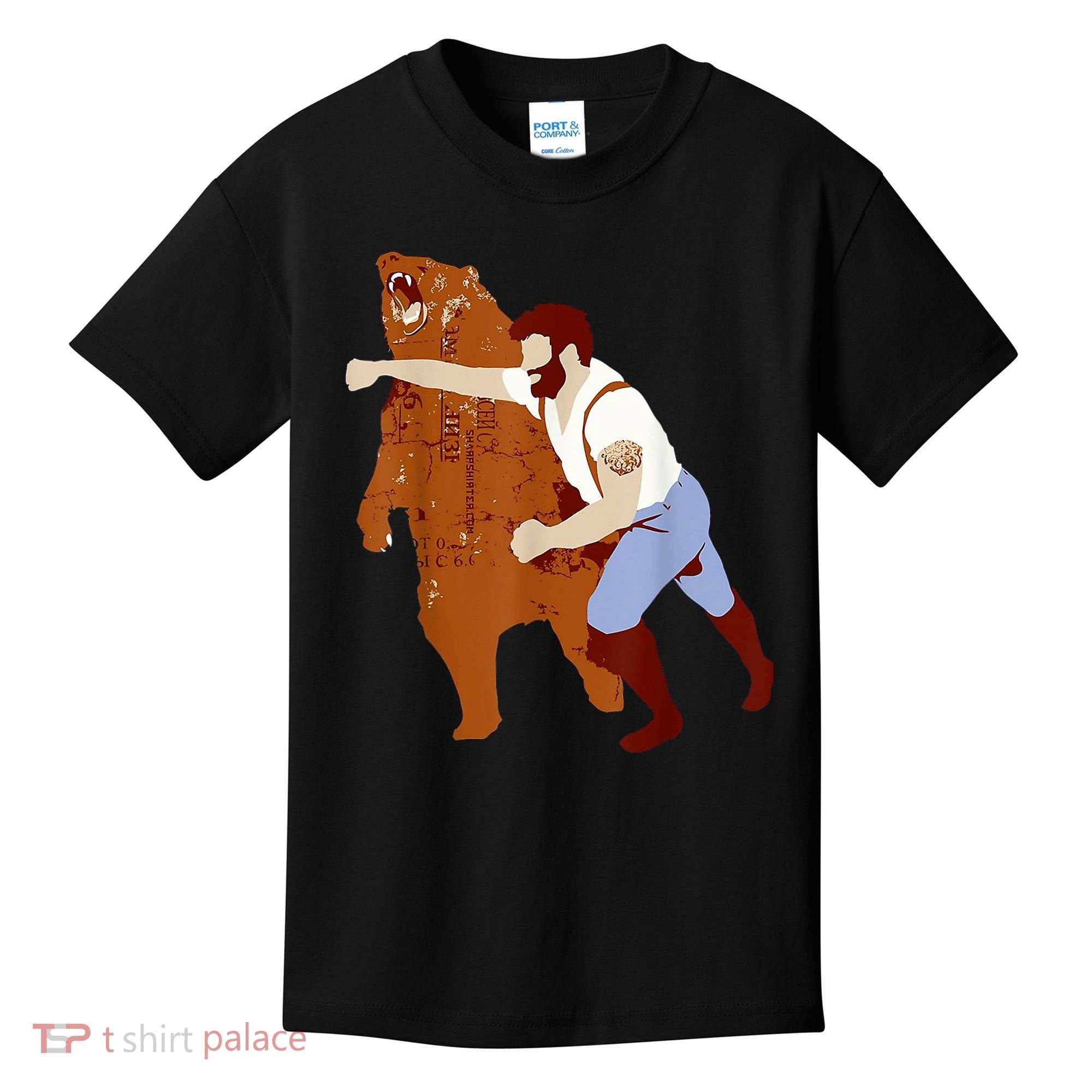 Guy Punching Bear Kids T-Shirt