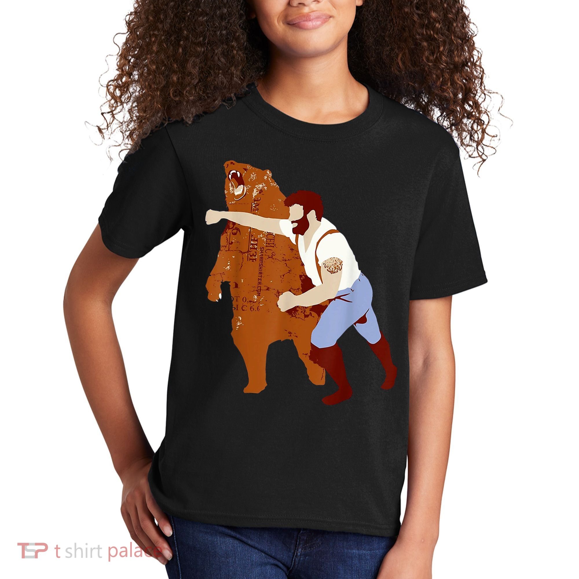 Guy Punching Bear Kids T-Shirt