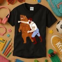 Guy Punching Bear Kids T-Shirt thumb 3