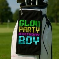Glow Party Birthday Boy Party Retro Golf Towel thumb 2