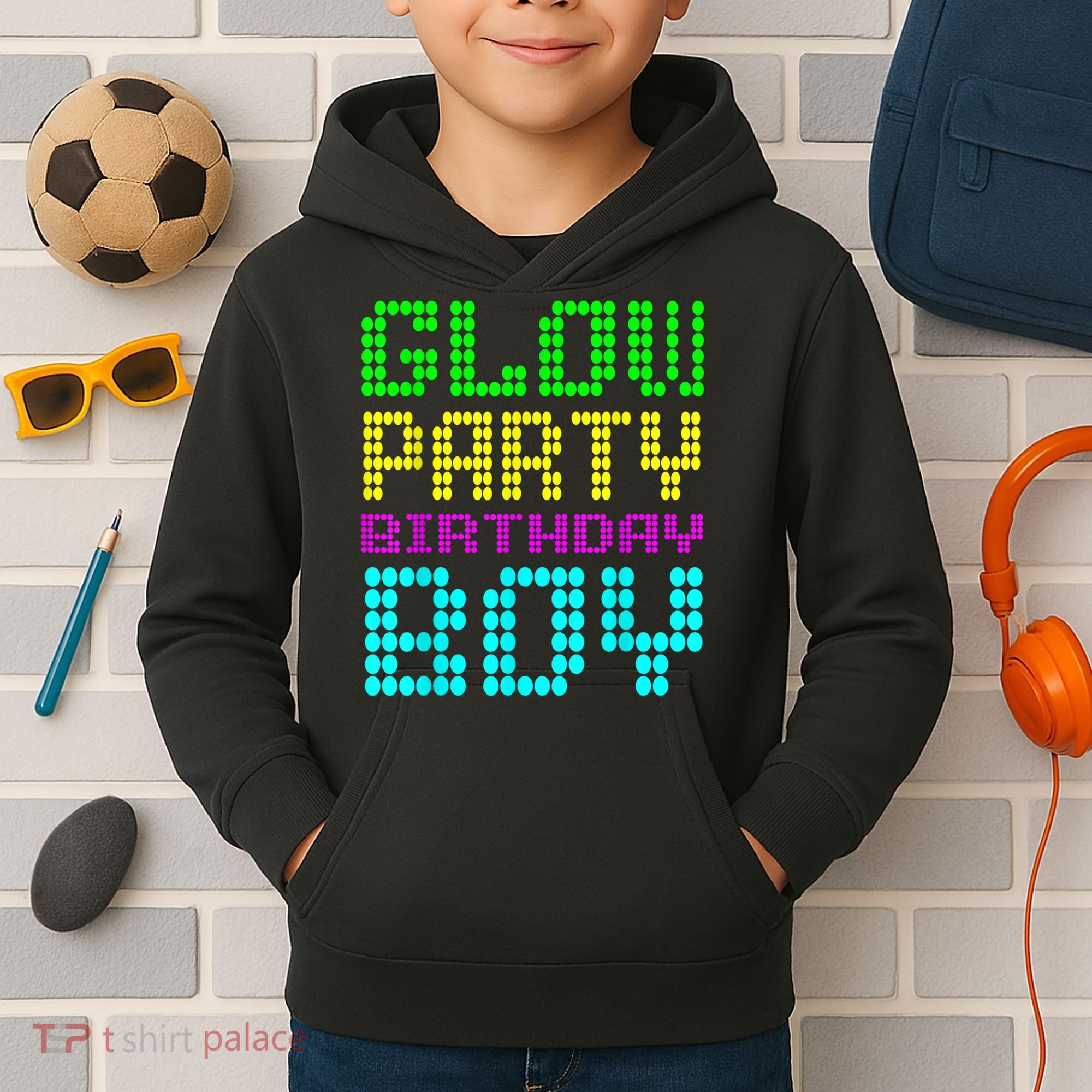 Glow Party Birthday Boy Party Retro Kids Hoodie