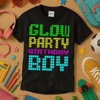 Glow Party Birthday Boy Party Retro Kids T-Shirt thumb 3