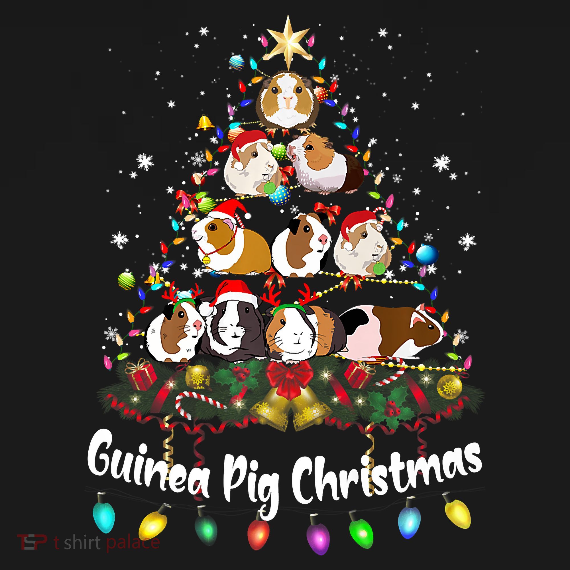 Guinea Pig Christmas Tree Animal Lovers Xmas Pajamas Women's Hoodie