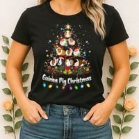 Guinea Pig Christmas Tree Animal Lovers Xmas Pajamas Women's T-Shirt thumb 2
