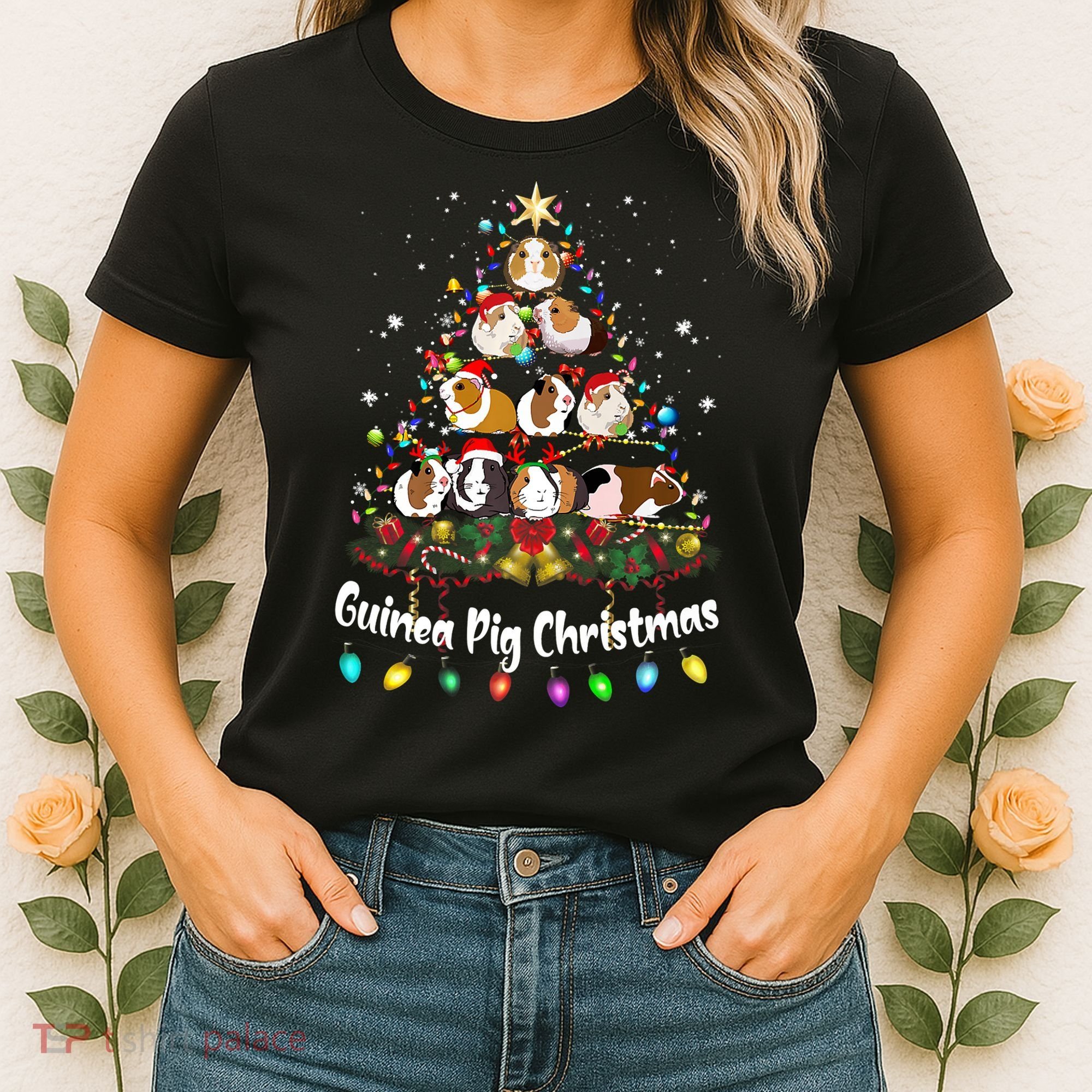 Guinea Pig Christmas Tree Animal Lovers Xmas Pajamas Women's T-Shirt
