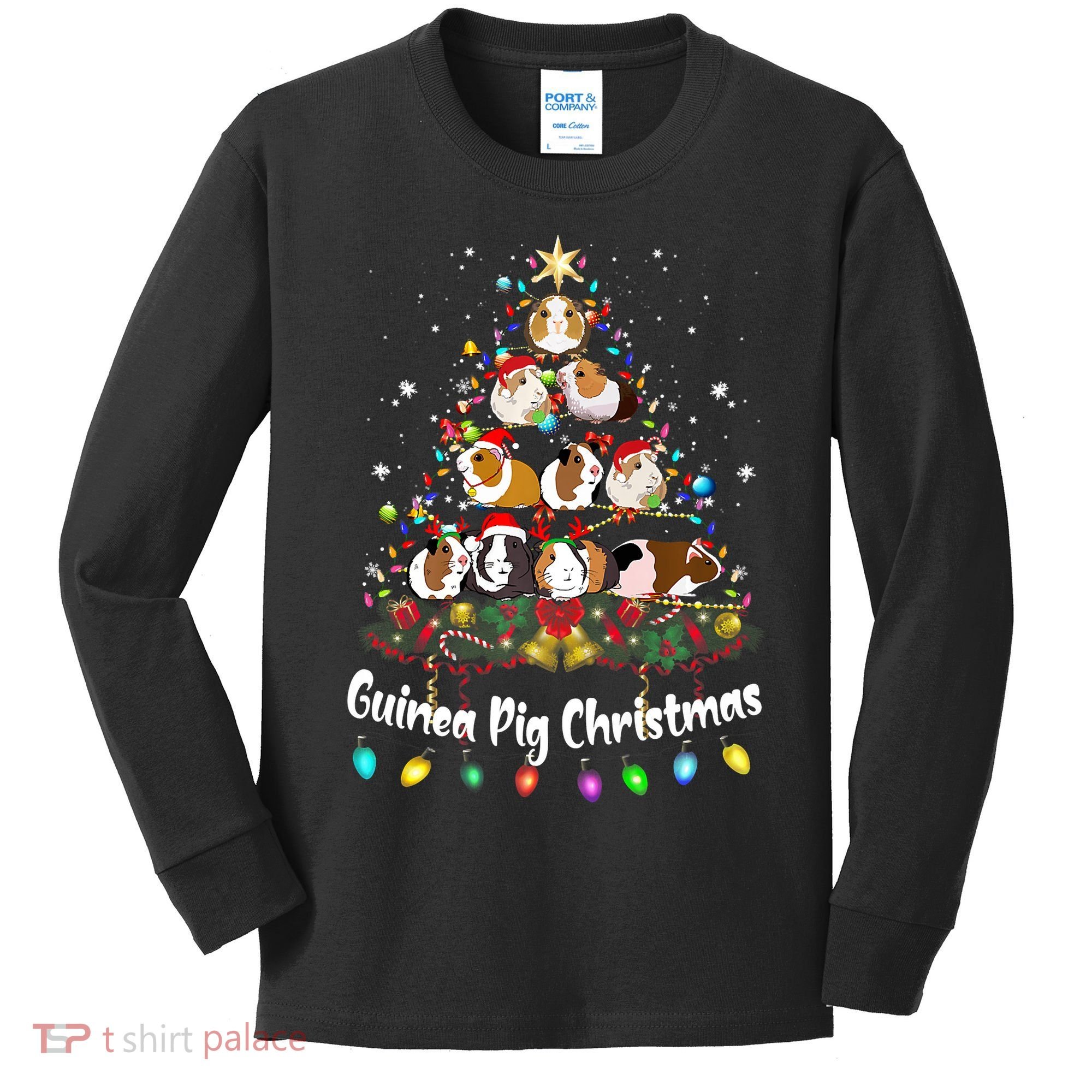Guinea Pig Christmas Tree Animal Lovers Xmas Pajamas Kids Long Sleeve Shirt