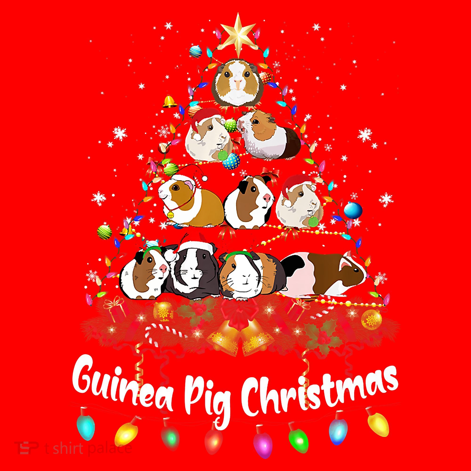 Guinea Pig Christmas Tree Animal Lovers Xmas Pajamas Santa Hat