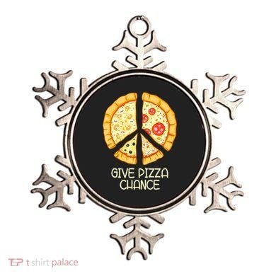 Give Pizza Chance Funny Pizza Pun With Peace Logo Sign Ornament