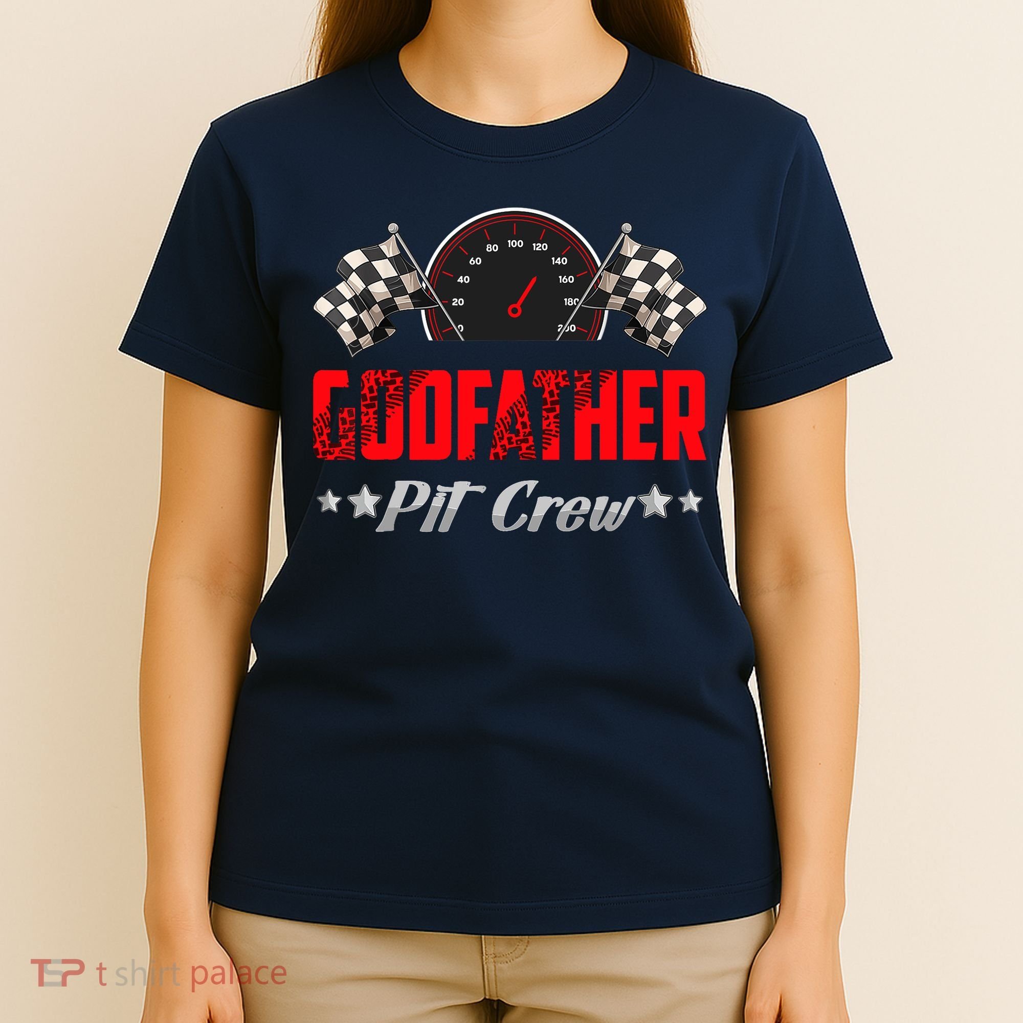 Godfather Pit Crew Birthday Racing Car Family Matching Race T-Shirt