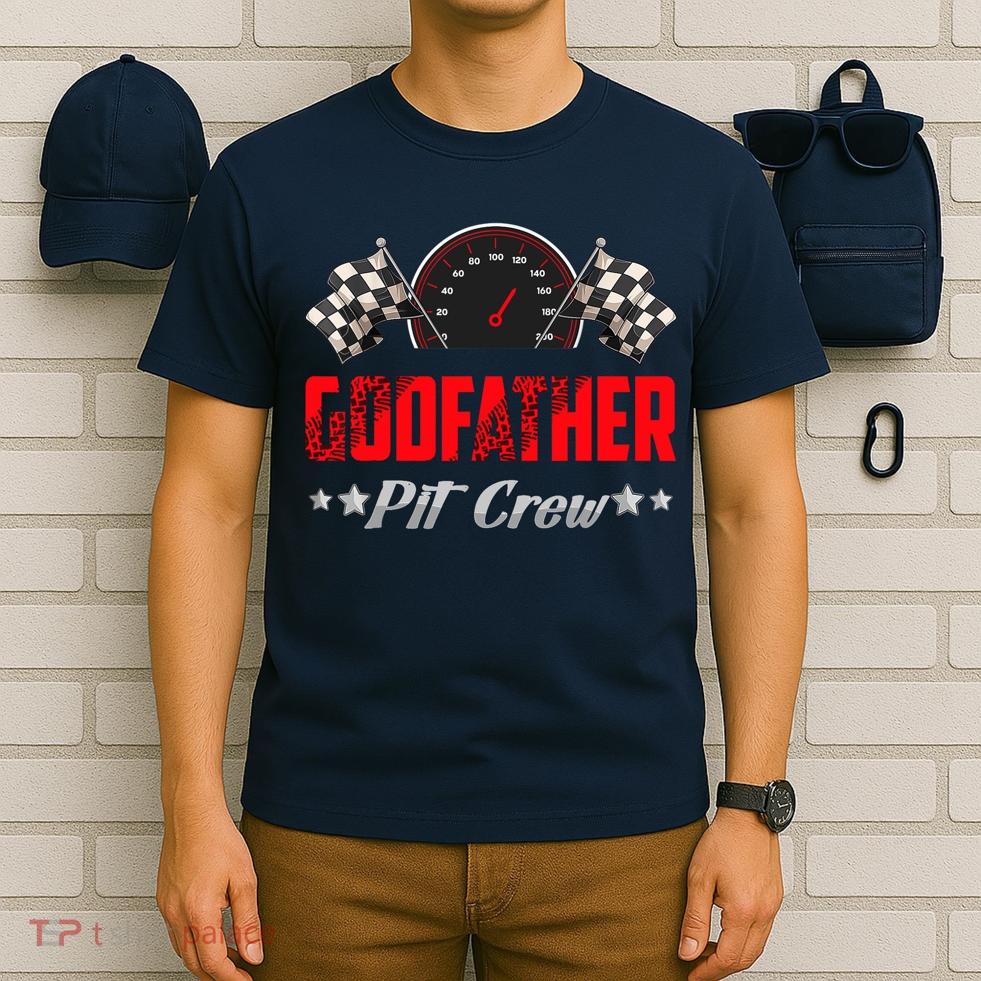 Godfather Pit Crew Birthday Racing Car Family Matching Race T-Shirt