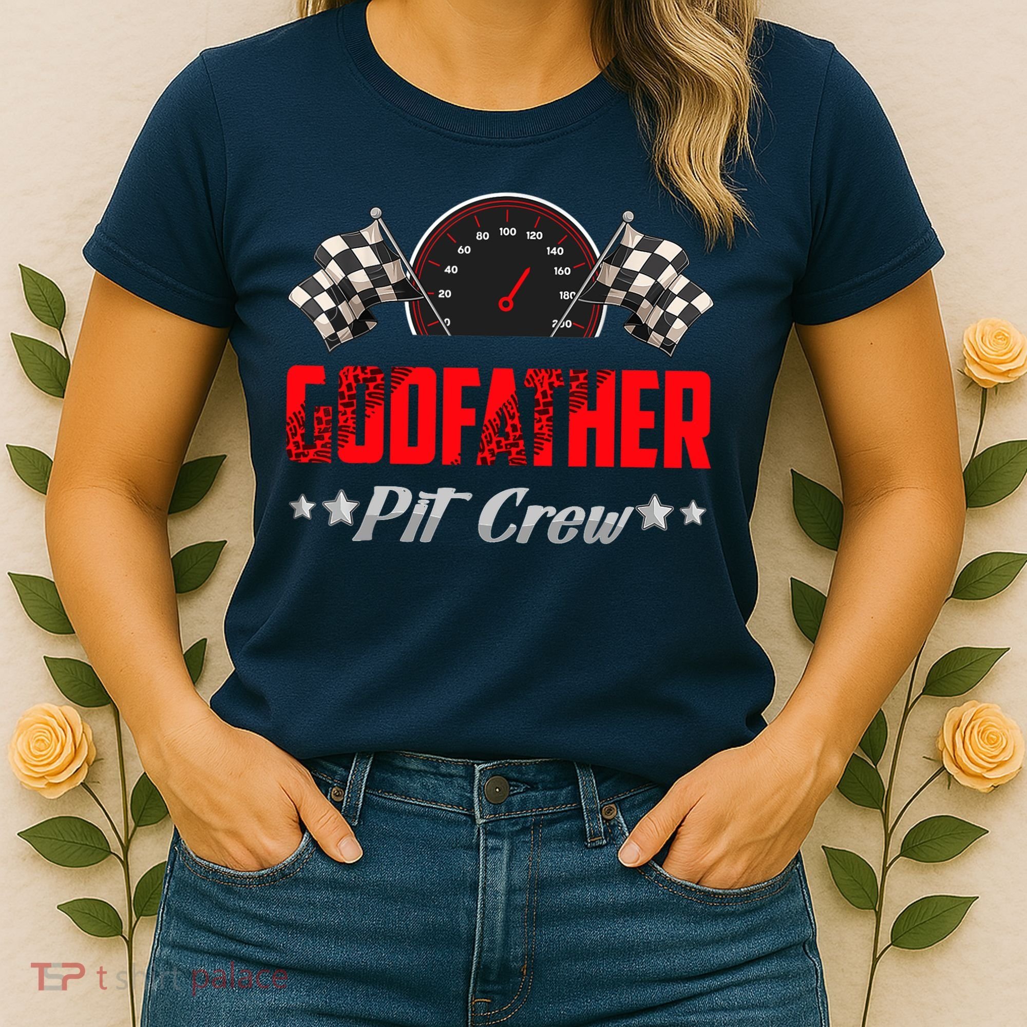 Godfather Pit Crew Birthday Racing Car Family Matching Race Women's T-Shirt