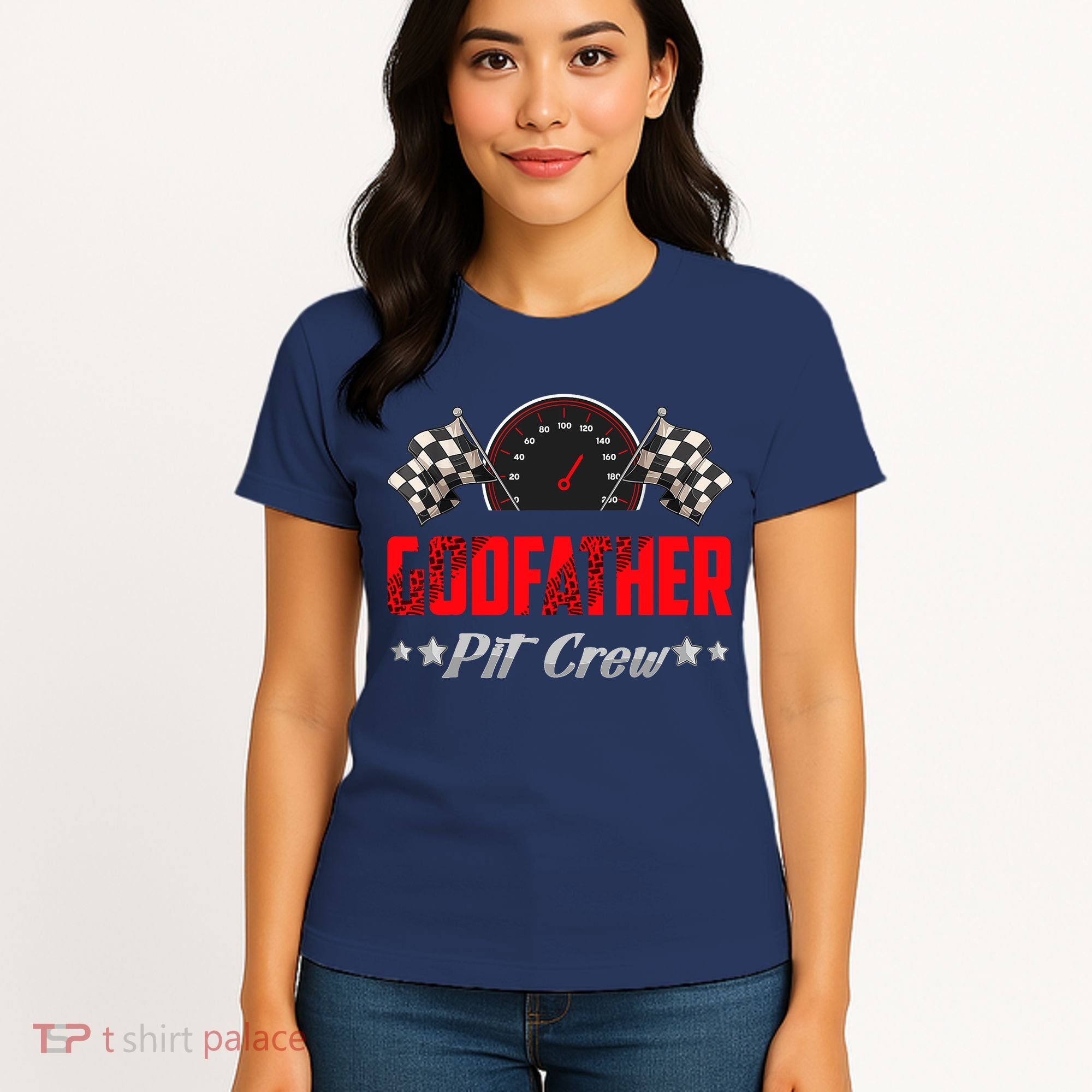 Godfather Pit Crew Birthday Racing Car Family Matching Race Women's T-Shirt