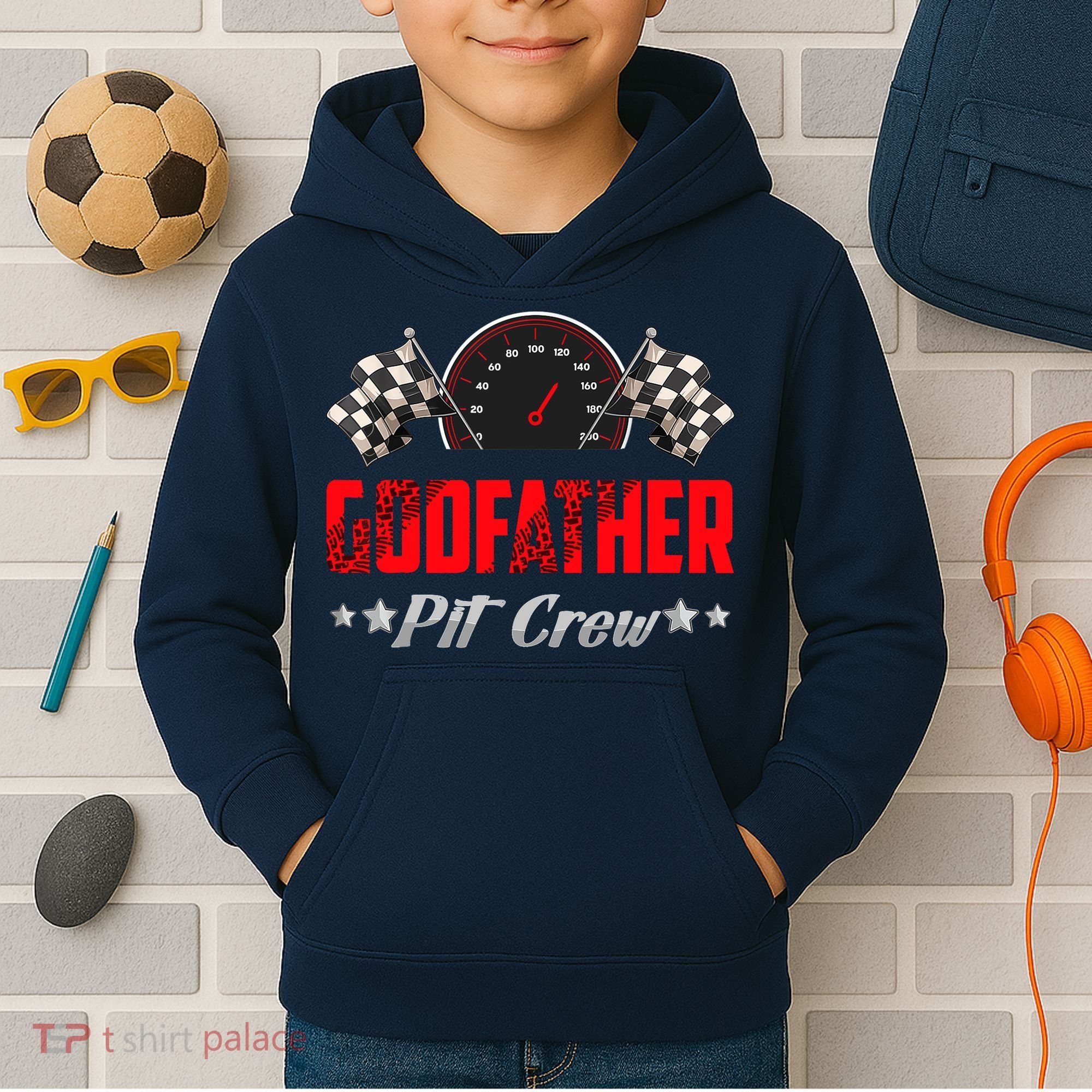 Godfather Pit Crew Birthday Racing Car Family Matching Race Kids Hoodie