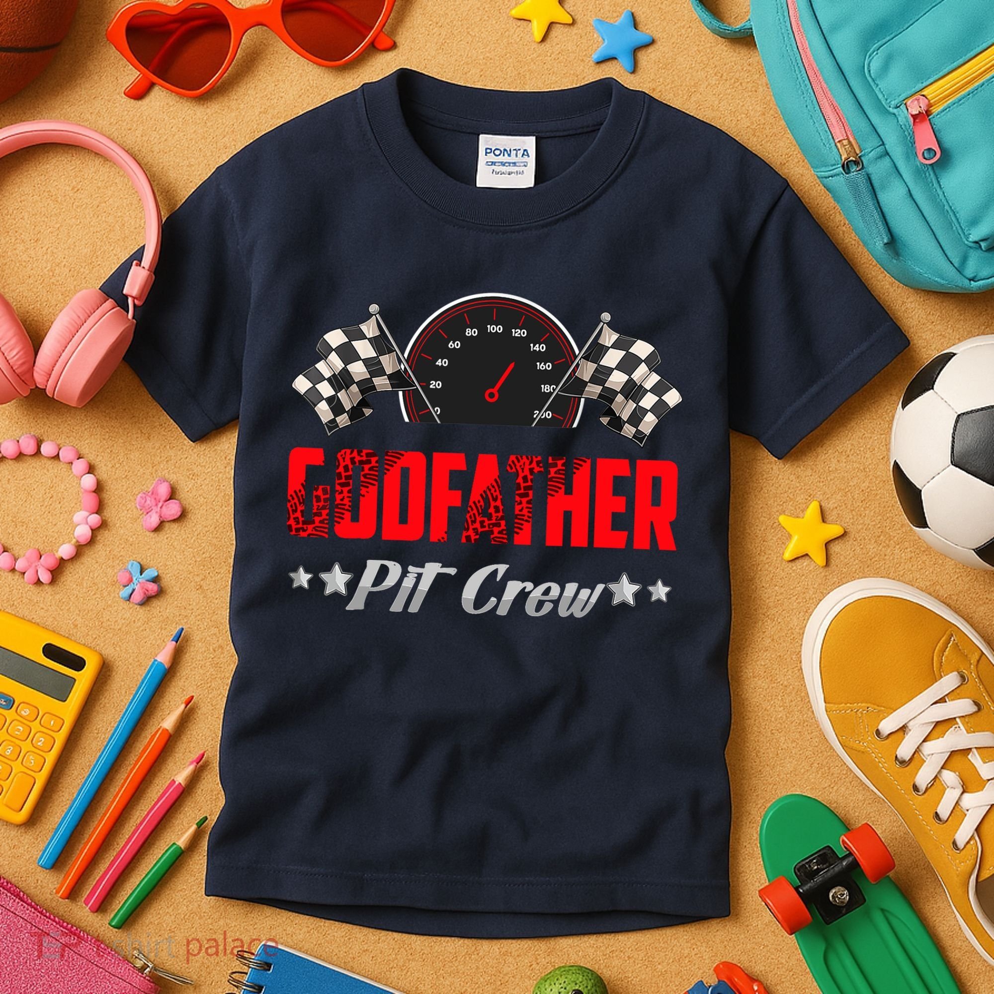 Godfather Pit Crew Birthday Racing Car Family Matching Race Kids T-Shirt