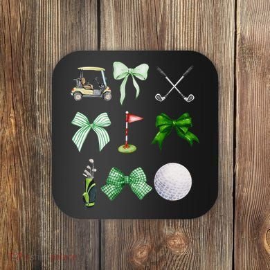 Golf Preppy Coquette Watercolor Coaster