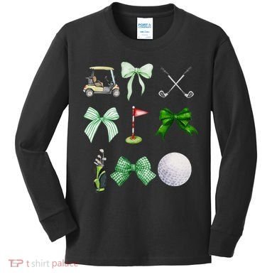 Golf Preppy Coquette Watercolor Kids Long Sleeve Shirt
