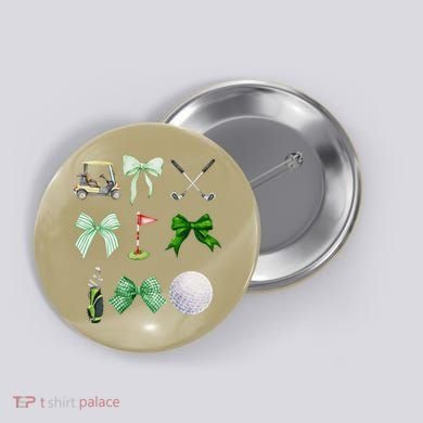Golf Preppy Coquette Watercolor Button