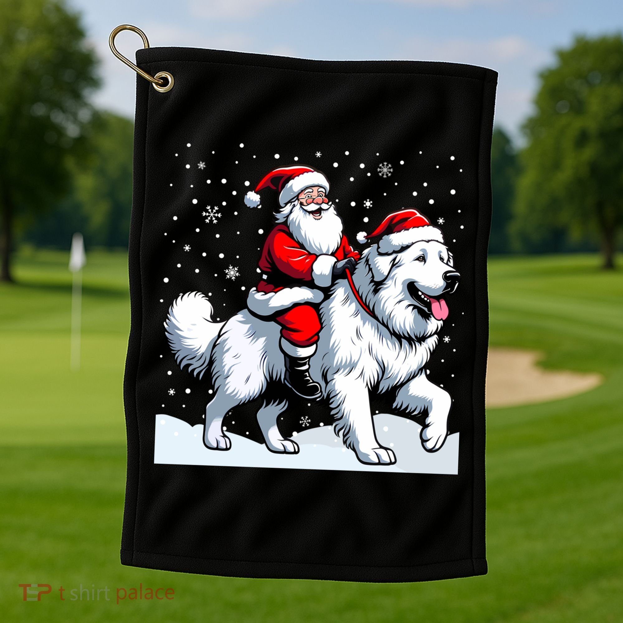 Great Pyrenees Christmas Santa Christmas Great Pyrenees Cute Gift Golf Towel