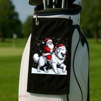 Great Pyrenees Christmas Santa Christmas Great Pyrenees Cute Gift Golf Towel thumb 2