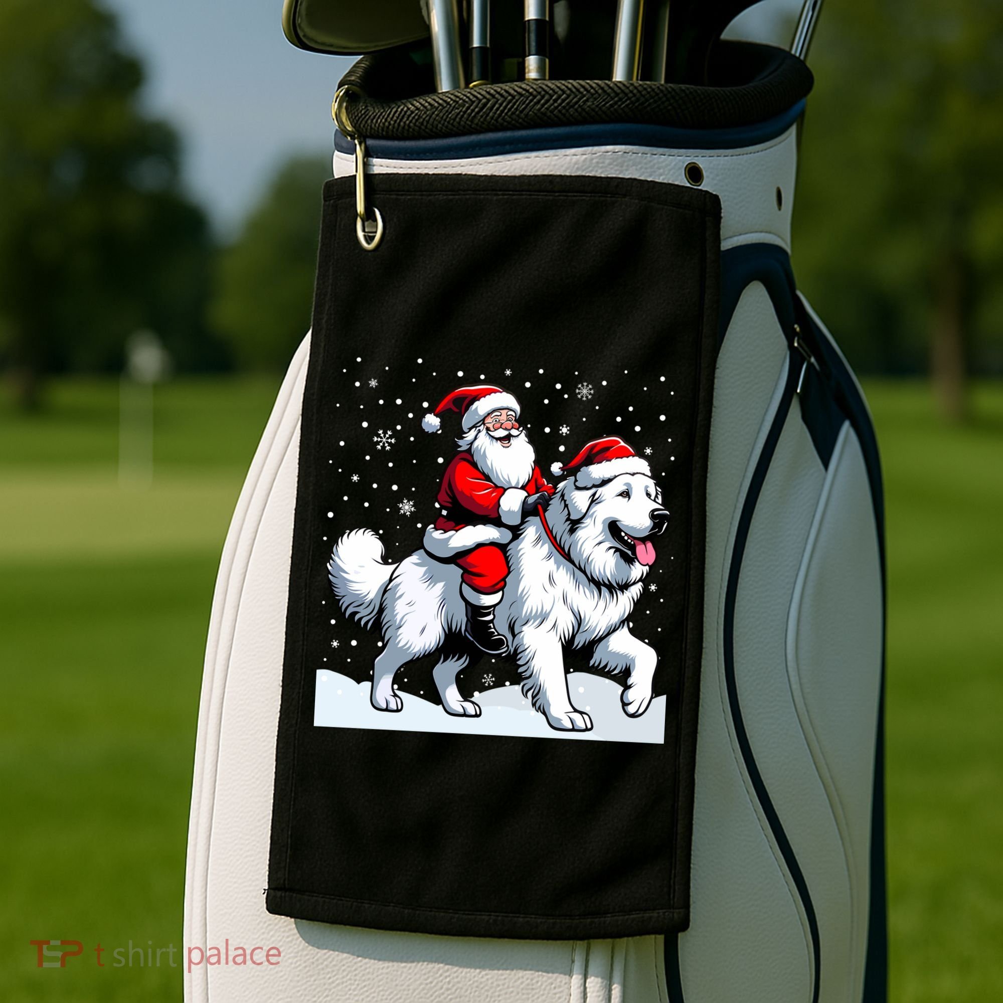 Great Pyrenees Christmas Santa Christmas Great Pyrenees Cute Gift Golf Towel