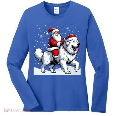 Great Pyrenees Christmas Santa Christmas Great Pyrenees Cute Gift Women's Long Sleeve Shirt